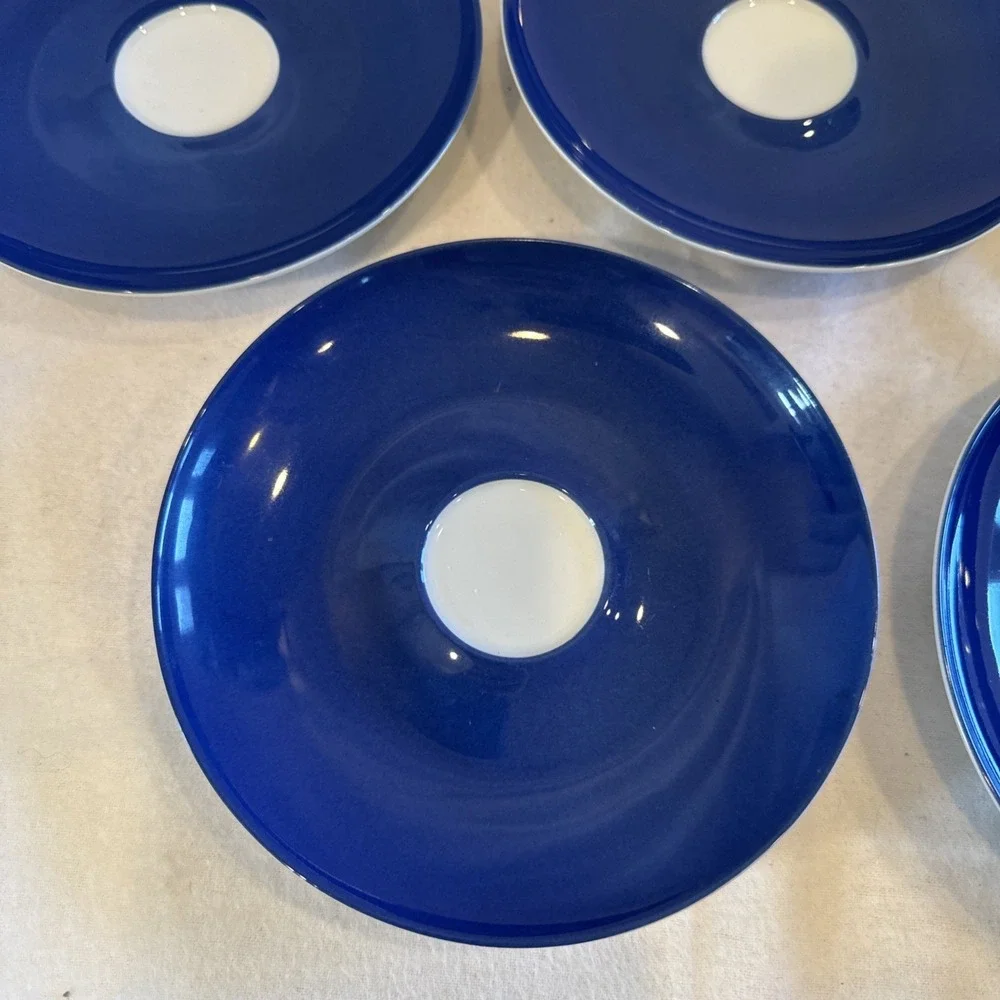 Set Of 5 Mikasa True Blue SL130 Coffee‎ / Tea Cup & Saucer 10 Ou Cobalt Leaf